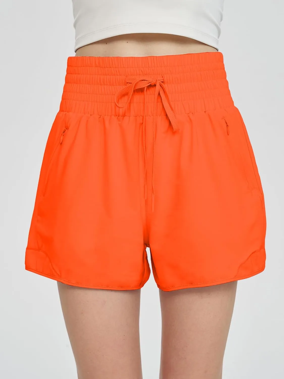 Women High Waist Athletic Gym Running Shorts Quick Dry Workout Shorts with Liner