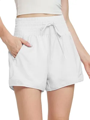 Women High Waist Athletic Gym Running Shorts Quick Dry Workout Shorts with Liner