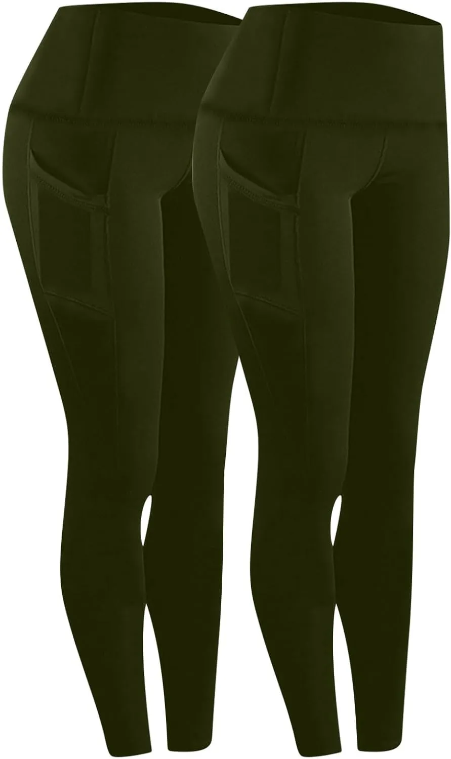 Women Leggings with Pockets, Leggings for Women Crossover Waist,Plus Size Leggings for Women Butt Lift
