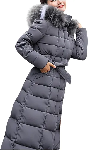 Women Maxi Puffer Jackets Winter Warm Parka Down Coats with Faux Fur Hood Fashion Thick Heavyweight Comfy Outwear