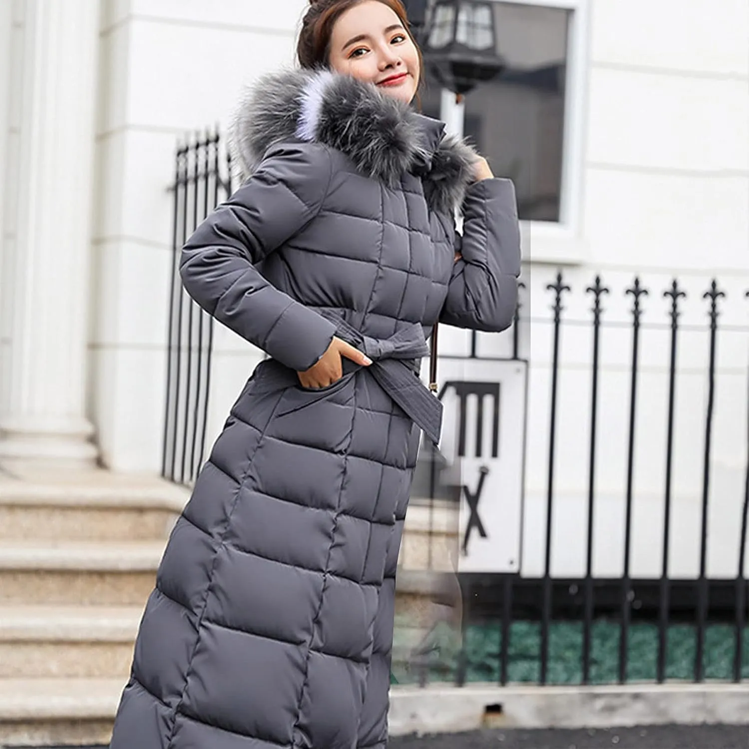 Women Maxi Puffer Jackets Winter Warm Parka Down Coats with Faux Fur Hood Fashion Thick Heavyweight Comfy Outwear