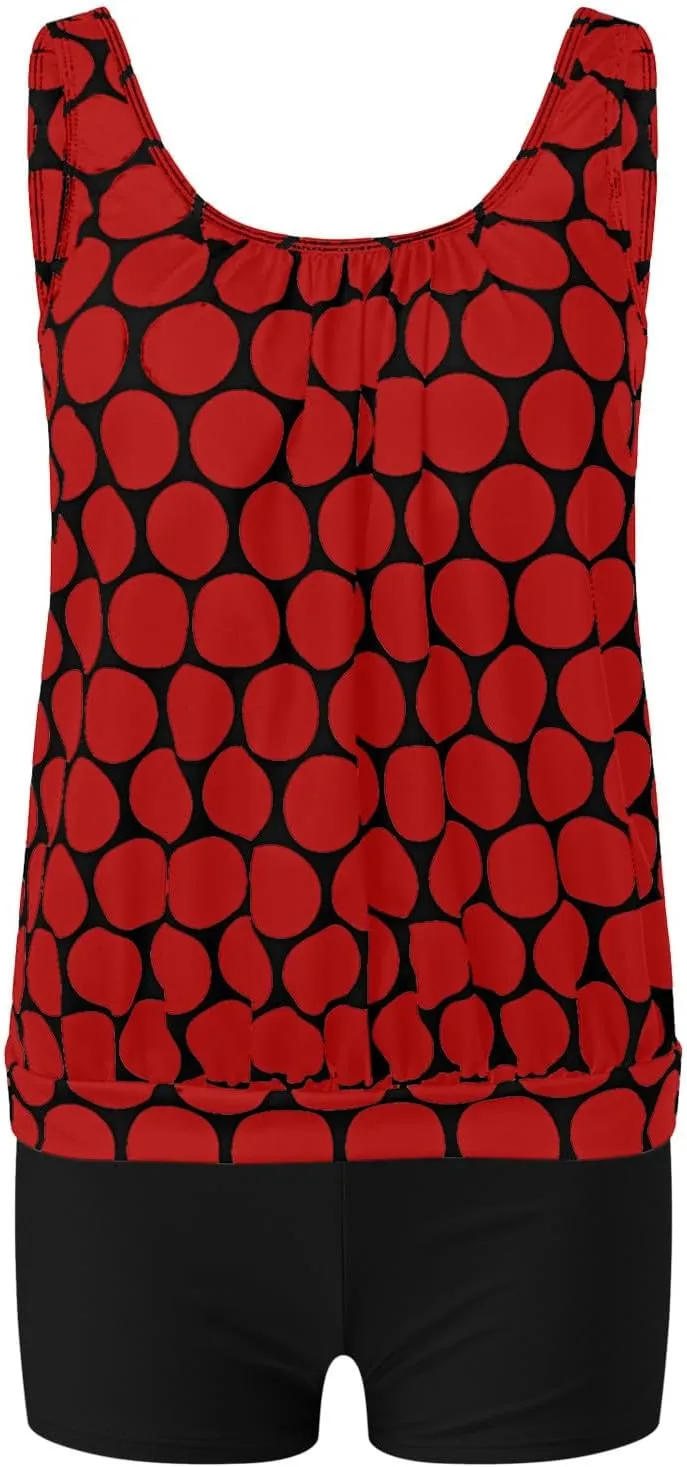 Women Tankini Swimsuit Trendy Polka Dot Tank Top with Bottoms 2 Piece Modest Bathing Suit Plus Size Sexy Swimwear Set