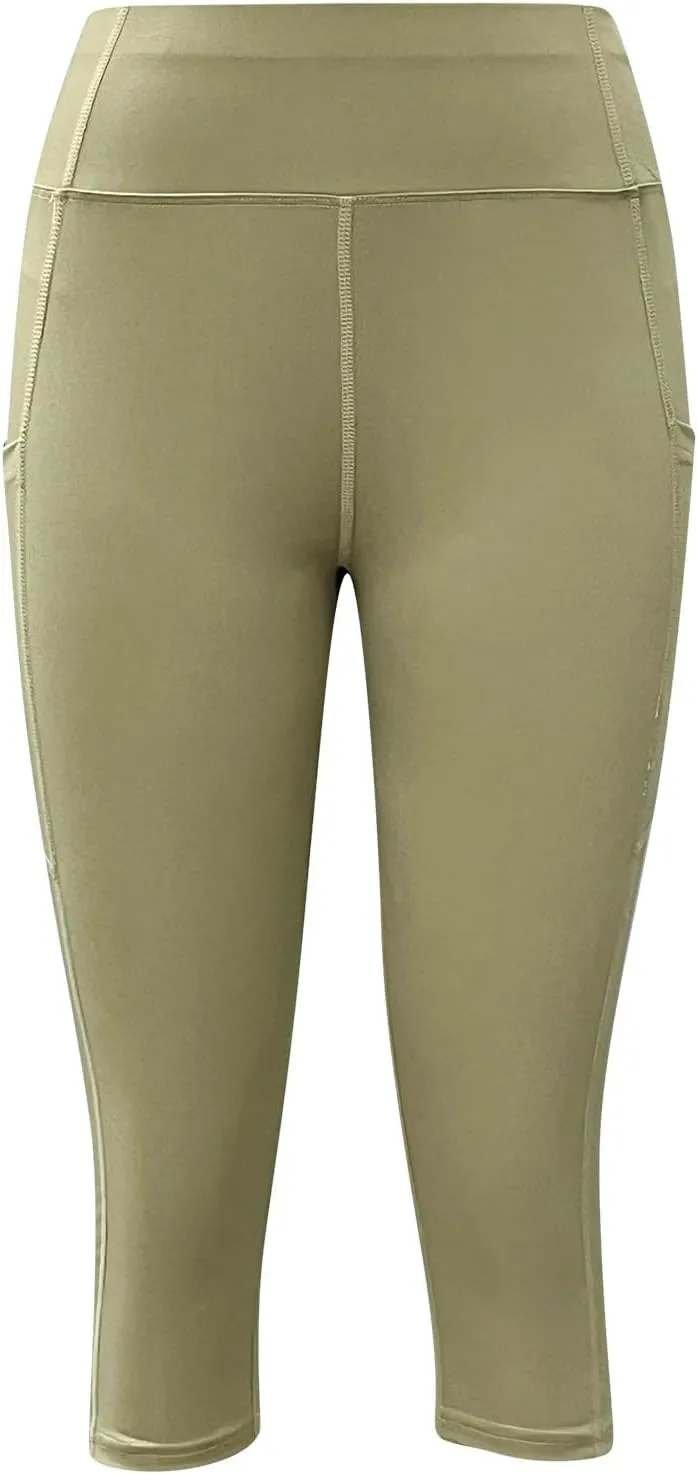 Women Workout Capri Leggings with Pockets Upgraded High Waist Yoga Pants Tummy Control Running Active Gym Pants
