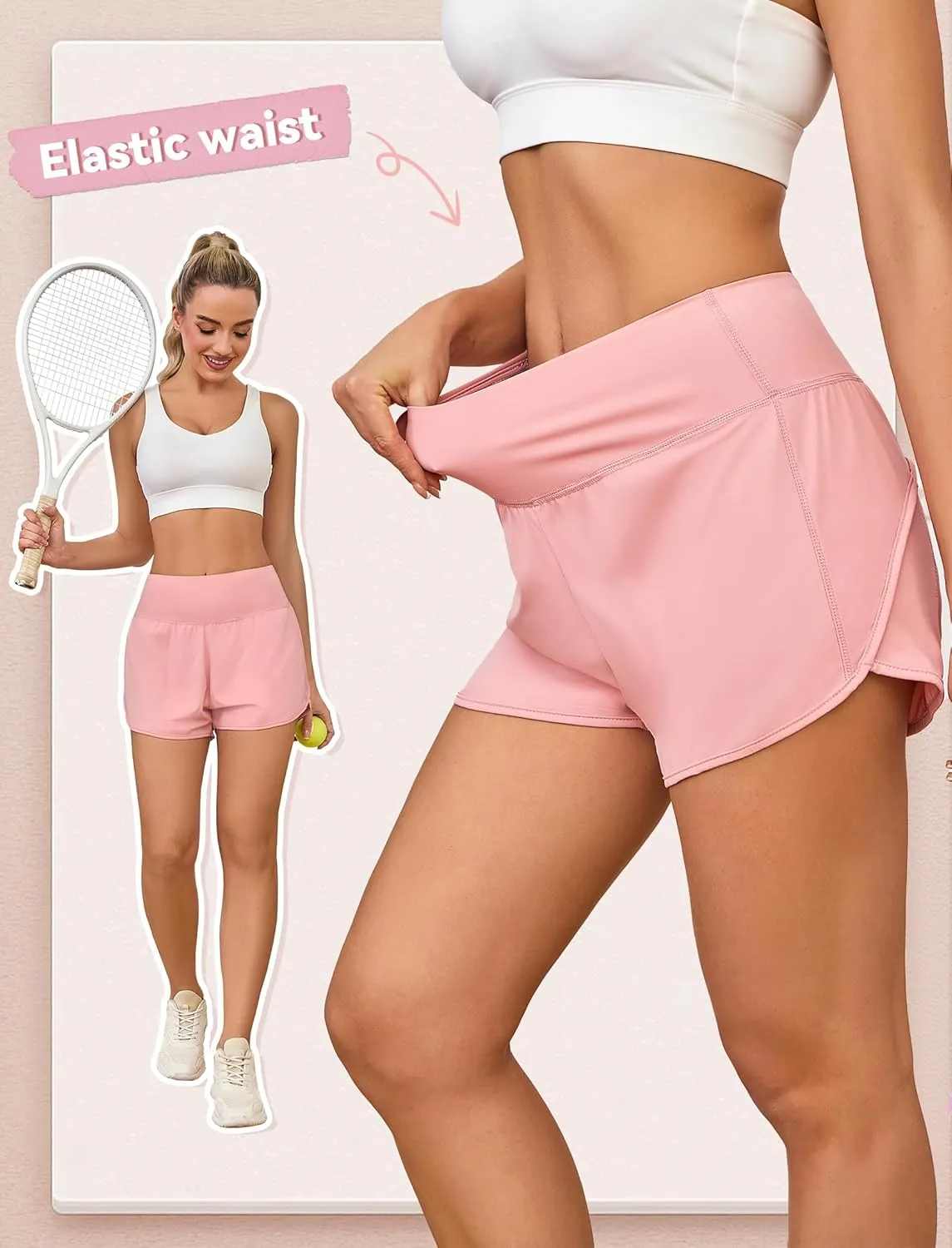 Womens Athletic Running Shorts with Liner - Quick Dry Gym Workout Shorts,Zipper Pocket