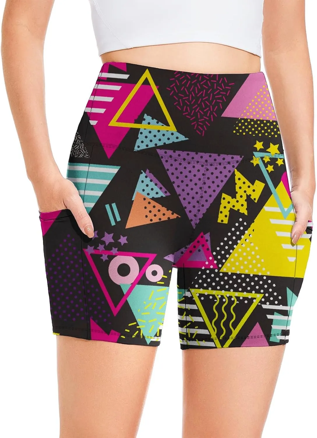 Women's Biker Shorts High Waisted Athletic Workout Yoga Running Shorts with Pockets