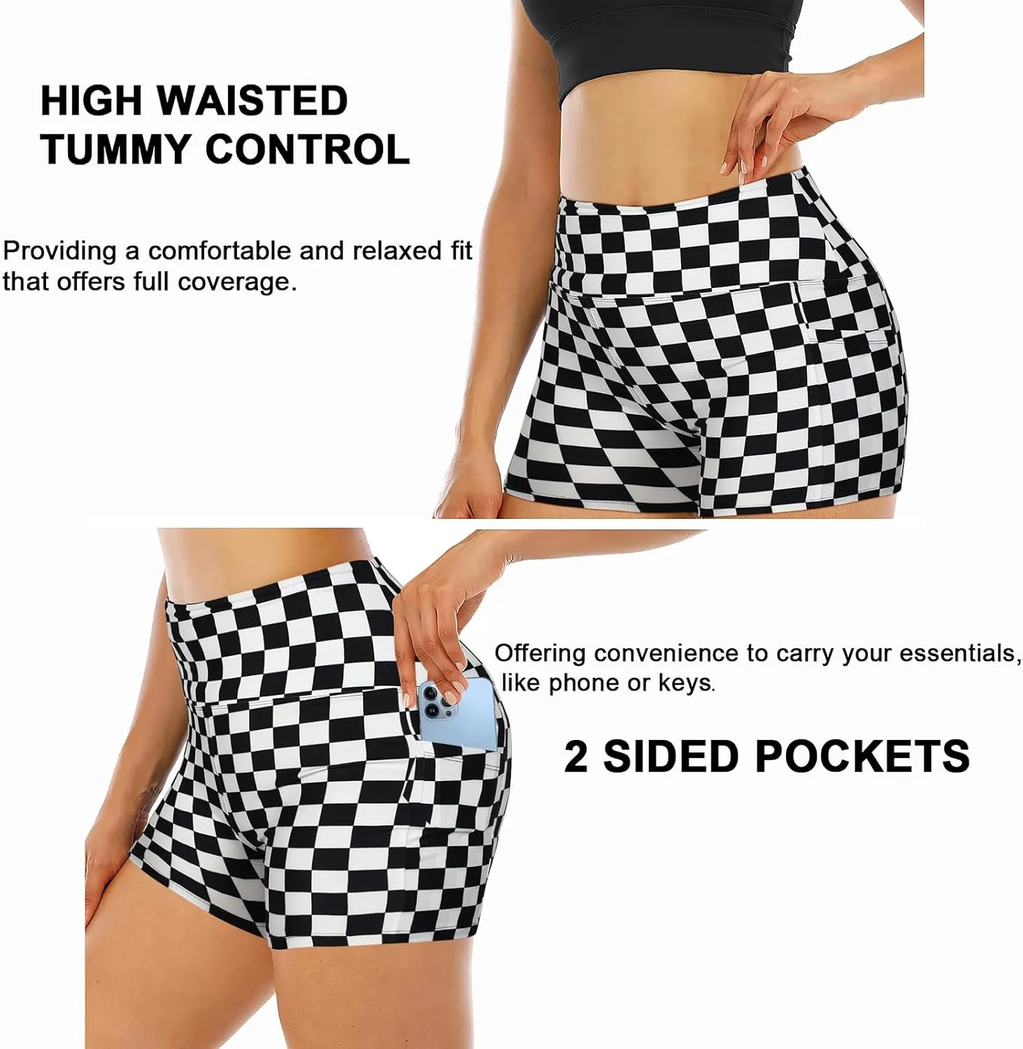 Women's Biker Shorts High Waisted Athletic Workout Yoga Running Shorts with Pockets