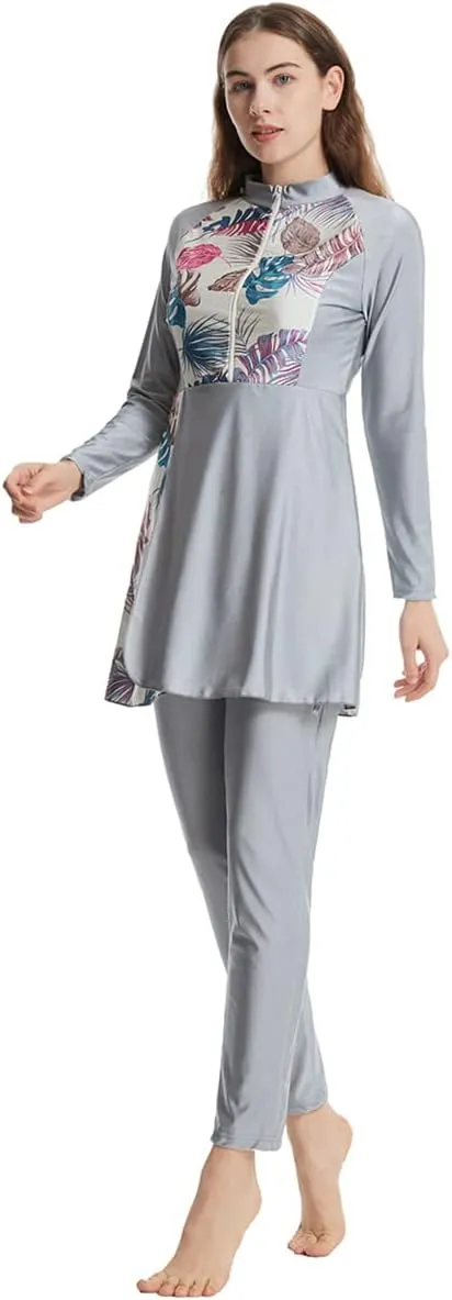 Womens Burkini Swimsuits Muslim Modest Swimwear Islamic Full Body Swimming Top Pants Hijab Long Sleeve Rash Guard