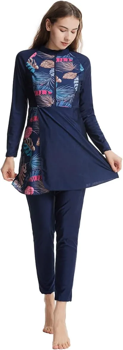 Womens Burkini Swimsuits Muslim Modest Swimwear Islamic Full Body Swimming Top Pants Hijab Long Sleeve Rash Guard