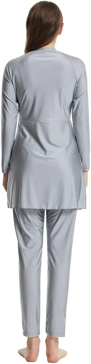 Womens Burkini Swimsuits Muslim Modest Swimwear Islamic Full Body Swimming Top Pants Hijab Long Sleeve Rash Guard