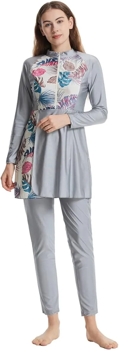 Womens Burkini Swimsuits Muslim Modest Swimwear Islamic Full Body Swimming Top Pants Hijab Long Sleeve Rash Guard