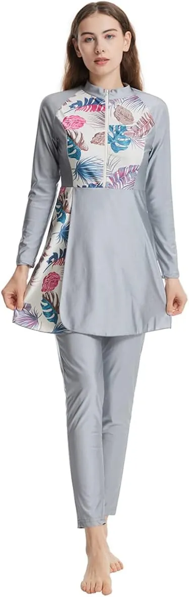 Womens Burkini Swimsuits Muslim Modest Swimwear Islamic Full Body Swimming Top Pants Hijab Long Sleeve Rash Guard