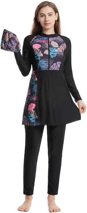 Womens Burkini Swimsuits Muslim Modest Swimwear Islamic Full Body Swimming Top Pants Hijab Long Sleeve Rash Guard