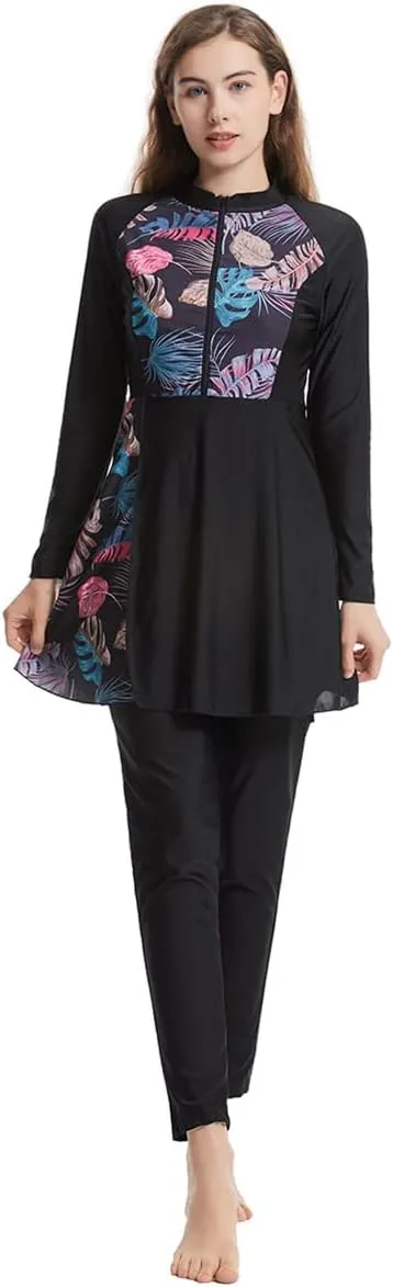 Womens Burkini Swimsuits Muslim Modest Swimwear Islamic Full Body Swimming Top Pants Hijab Long Sleeve Rash Guard
