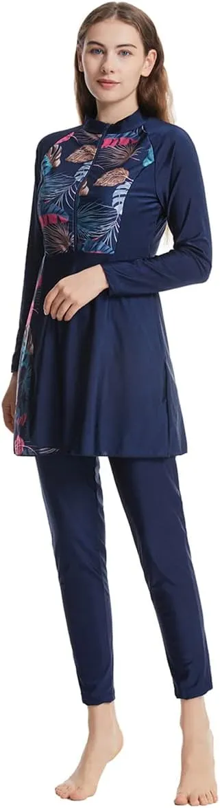 Womens Burkini Swimsuits Muslim Modest Swimwear Islamic Full Body Swimming Top Pants Hijab Long Sleeve Rash Guard