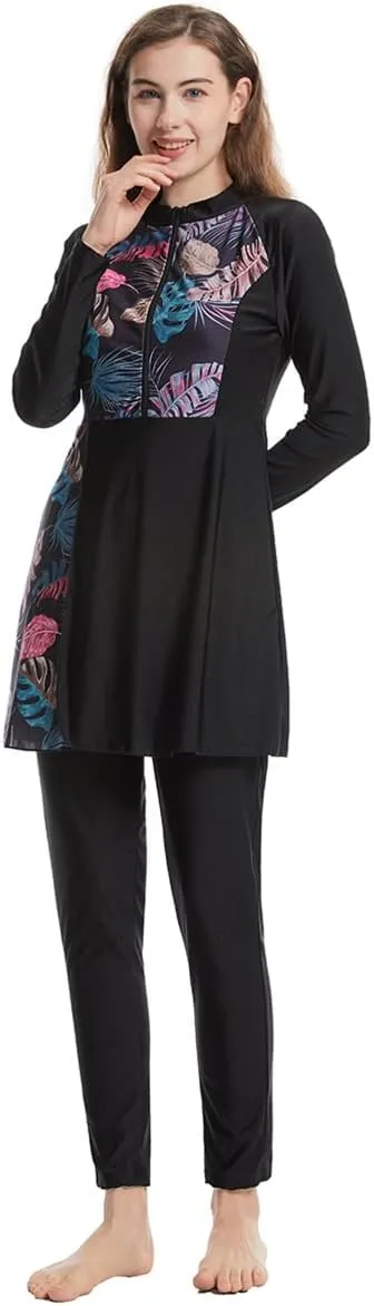 Womens Burkini Swimsuits Muslim Modest Swimwear Islamic Full Body Swimming Top Pants Hijab Long Sleeve Rash Guard