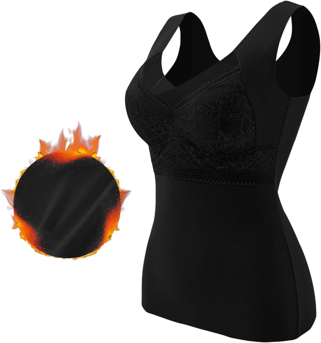 Women's Camisole Built in Bra Wireless Fabric Support Short Cami Pleated Tank Top with Adjustable Strap Tank Tops