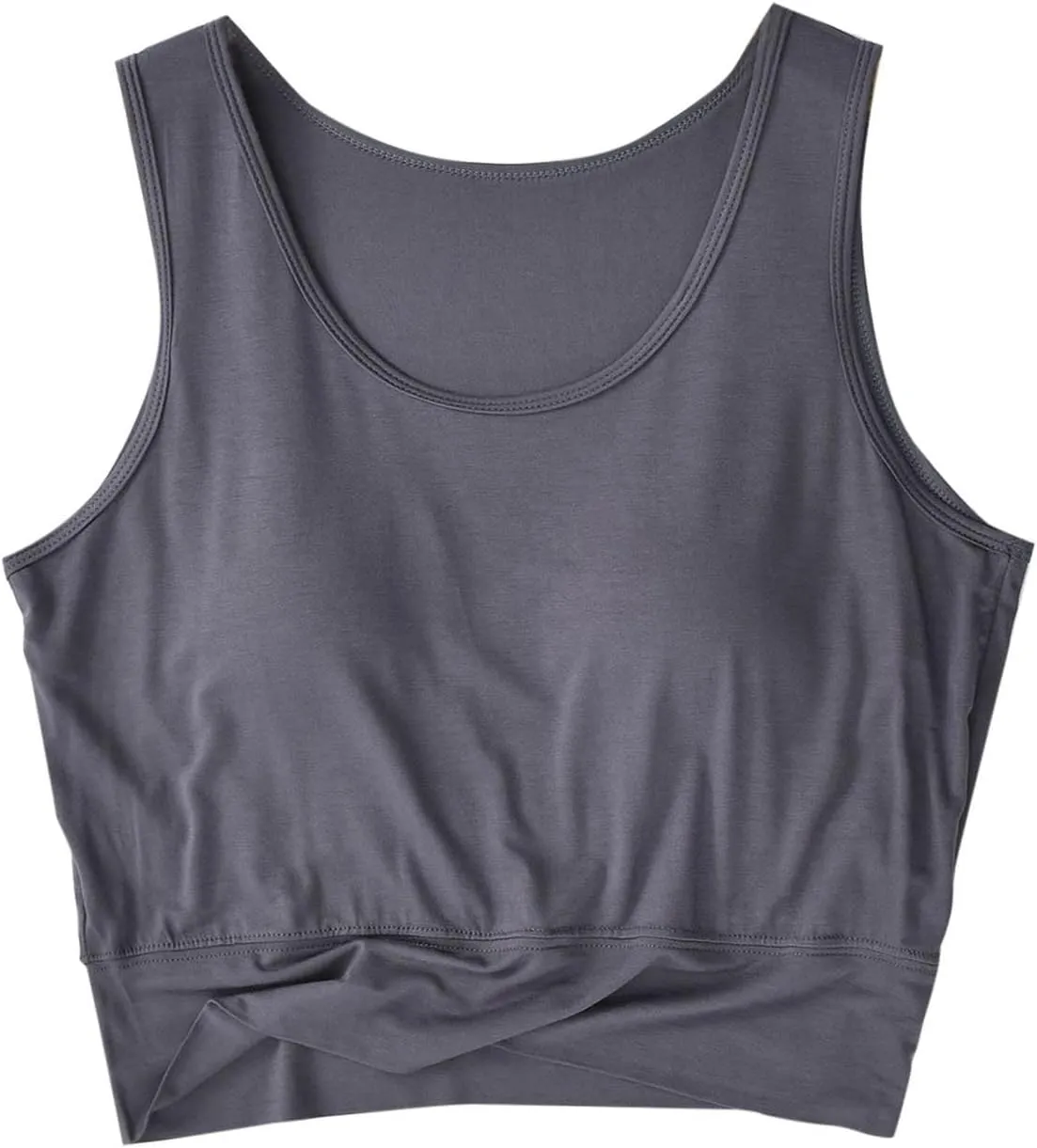 Womens Casual Modal Tank Tops with Built in Bra Basic Crop Padded Yoga Shirts Summer Loose Camisoles Undershirt