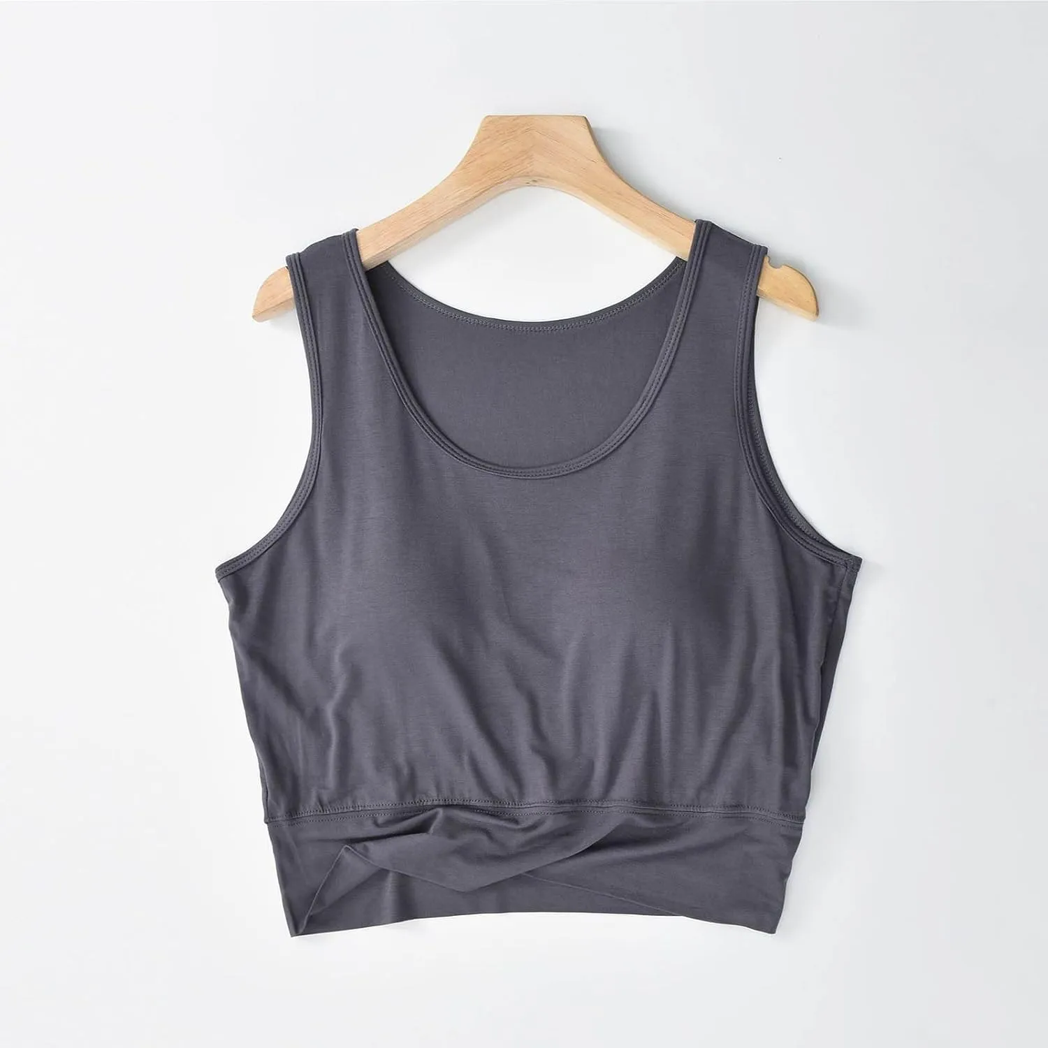 Womens Casual Modal Tank Tops with Built in Bra Basic Crop Padded Yoga Shirts Summer Loose Camisoles Undershirt