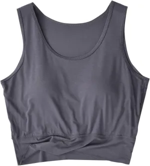 Womens Casual Modal Tank Tops with Built in Bra Basic Crop Padded Yoga Shirts Summer Loose Camisoles Undershirt