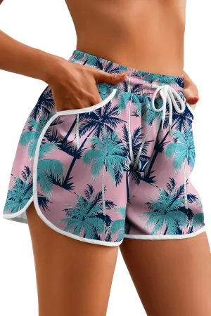 Women's Drawstring Board Shorts Floral Beach Swimming Shorts Summer Sports Swim Trunks Swimsuit Bottoms with Pockets