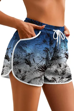 Women's Drawstring Board Shorts Floral Beach Swimming Shorts Summer Sports Swim Trunks Swimsuit Bottoms with Pockets