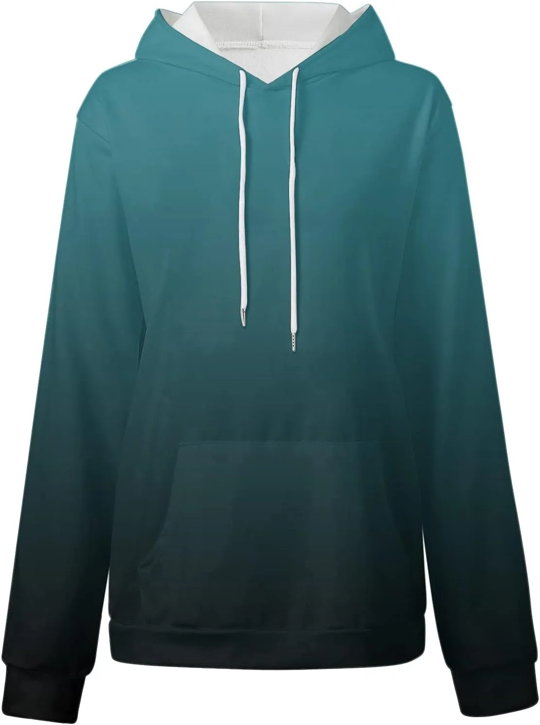 Womens Gradient Print Oversized Sweatshirt Drawstring Pullover with Pocket Trendy Sweater Tops Fashion Clothes 1
