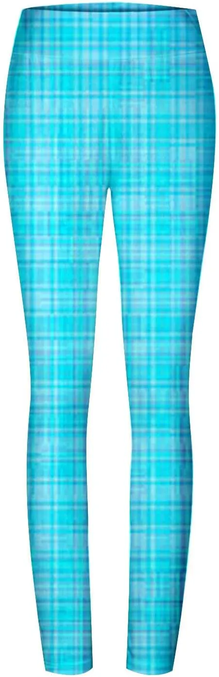 Womens Gym Leggings Ladies High Waist Plaid Leggings Workout Yoga Pants Compression Tights Casual Breathable Stretchy Pants