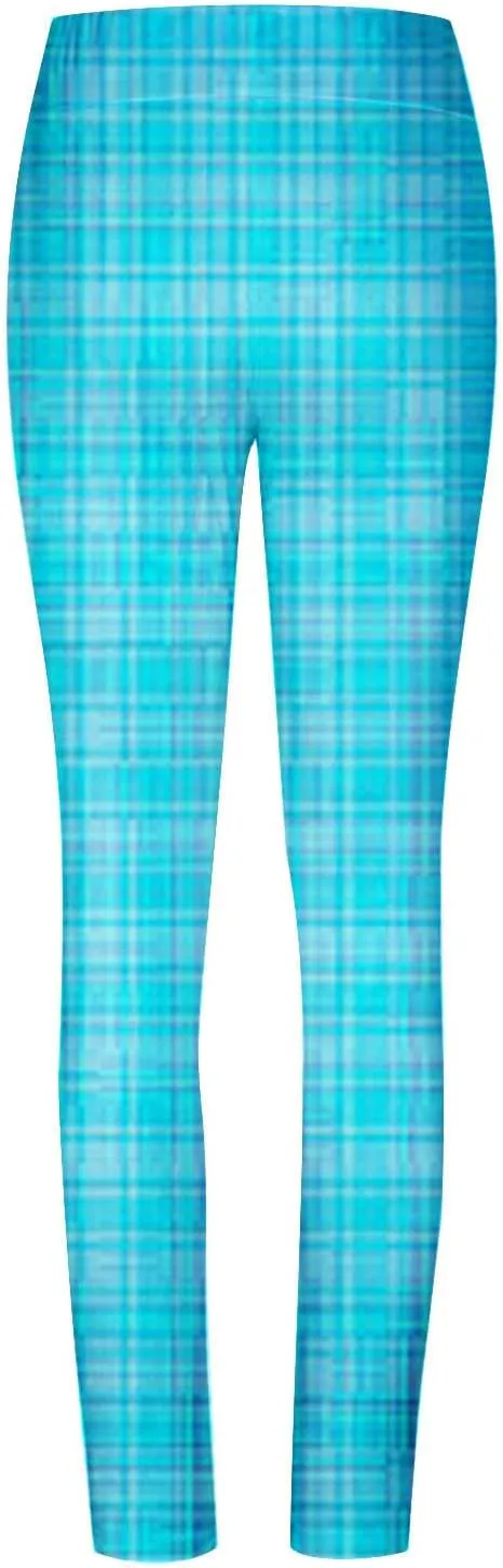 Womens Gym Leggings Ladies High Waist Plaid Leggings Workout Yoga Pants Compression Tights Casual Breathable Stretchy Pants
