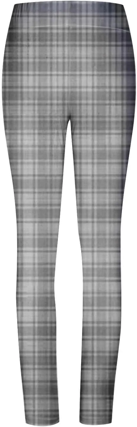 Womens Gym Leggings Ladies High Waist Plaid Leggings Workout Yoga Pants Compression Tights Casual Breathable Stretchy Pants