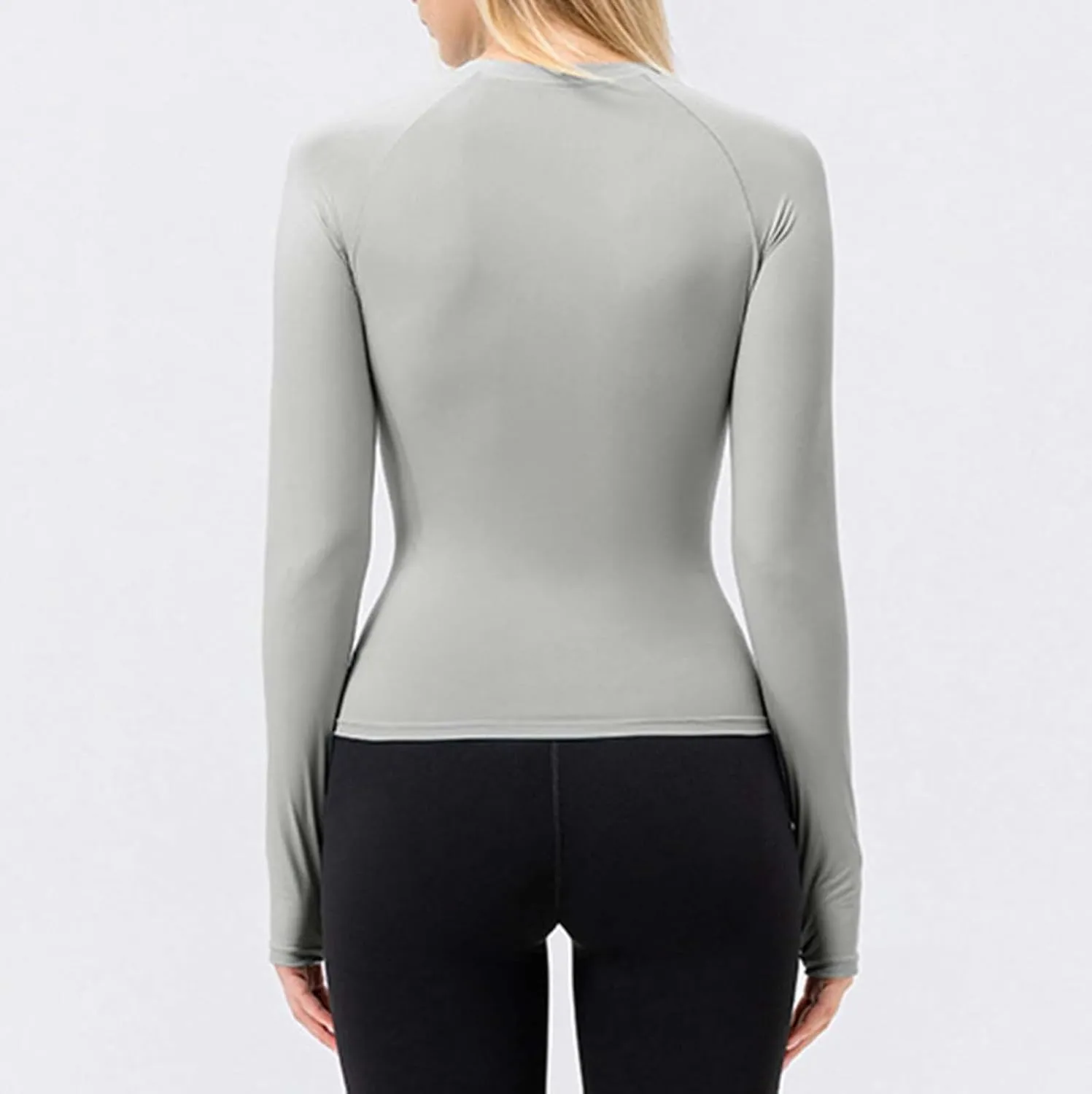 Womens Gym Tops Long Sleeve Sports T-Shirt Fitness Workout Yoga Tops Body Contour with Thumb Hole Athletic Quick Dry