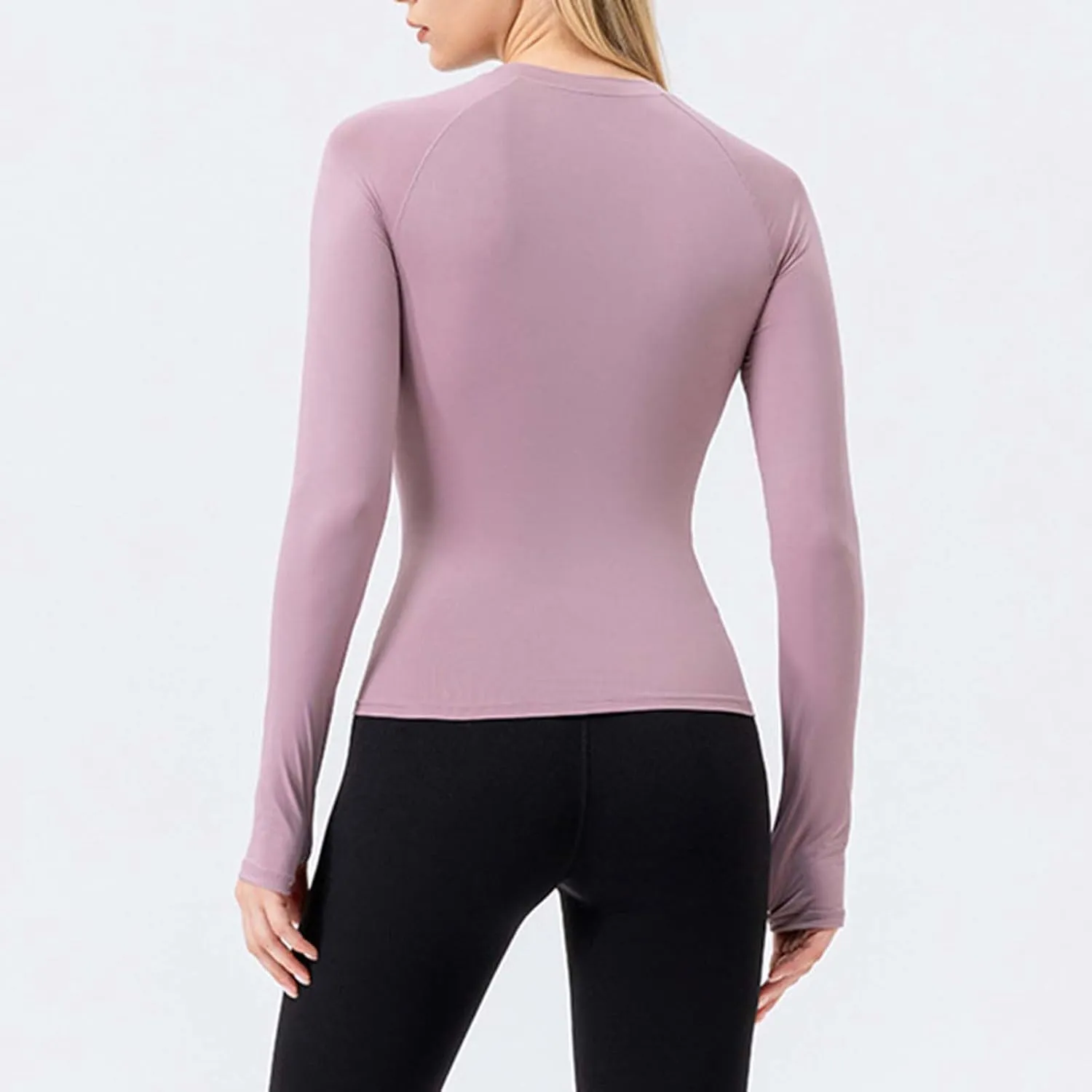 Womens Gym Tops Long Sleeve Sports T-Shirt Fitness Workout Yoga Tops Body Contour with Thumb Hole Athletic Quick Dry