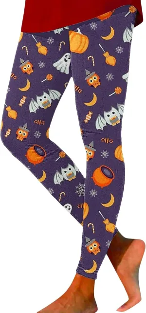 Women's Halloween Leggings Halloween Print Collection High Waist Women Leggings Compression Pants for Yoga Running