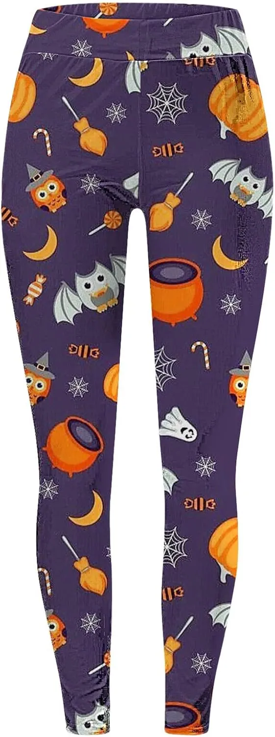 Women's Halloween Leggings Halloween Print Collection High Waist Women Leggings Compression Pants for Yoga Running
