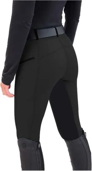 Women's Horse Riding Pants with Zipper Pockets Knee-Patch Schooling Tights Equestrian Breeches Gym Leggings