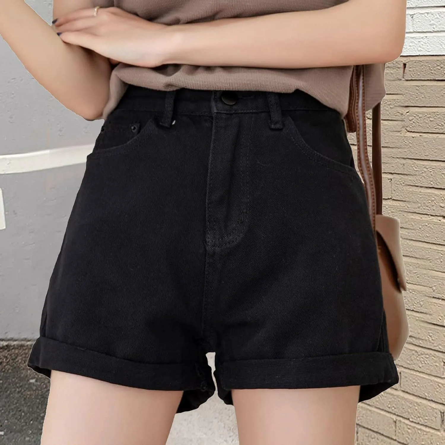Womens Jean Shorts High Waisted Trendy Summer Wide Leg Stretchy Baggy Folded Hem Y2k Girls Denim Shorts Hot Shorts