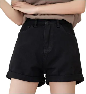 Womens Jean Shorts High Waisted Trendy Summer Wide Leg Stretchy Baggy Folded Hem Y2k Girls Denim Shorts Hot Shorts