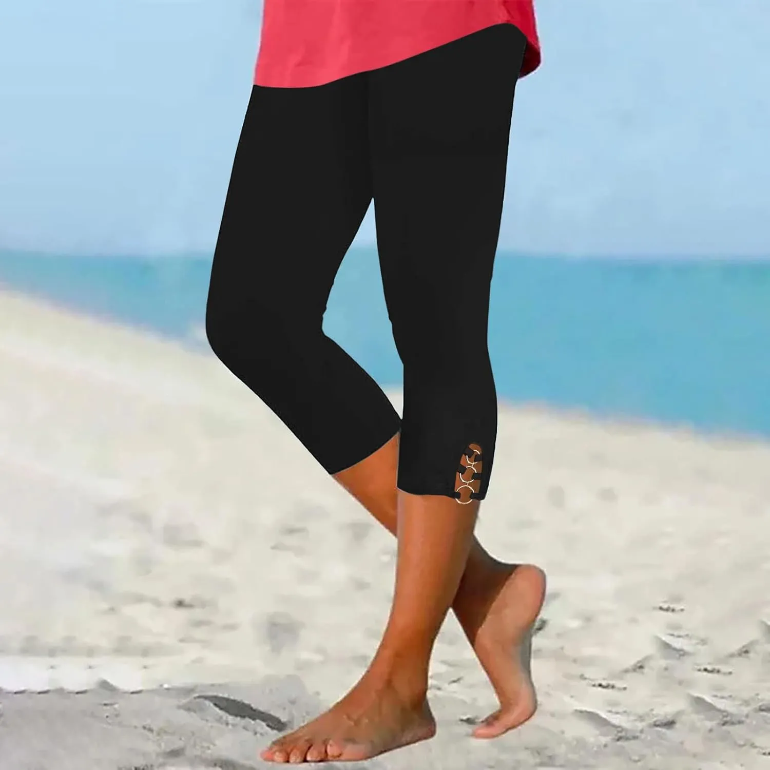 Womens Leggings Tummy Control Solid Color Leggings High Waisted Soft Leggings Plus Size Yoga Pants Trendy Leggings