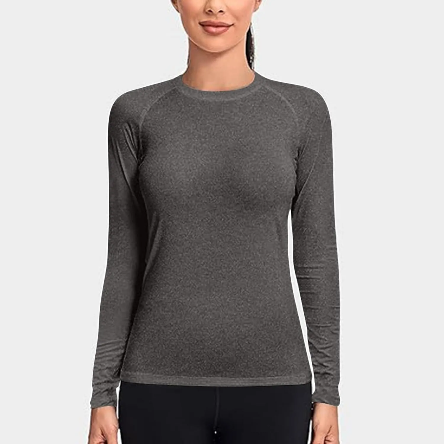 Womens Long Sleeve Shirts Basic Apparel Shirts Crewneck Tshirt Quick-Dry Workout Yoga Running Athletic Gym Tops