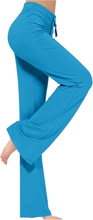 Women's Loose High Waist Wide Leg Yoga Pants Workout Leggings Casual Modal Long Trousers Gym Pants