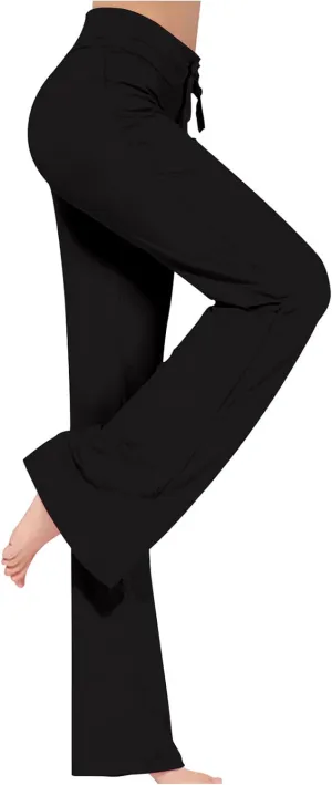 Women's Loose High Waist Wide Leg Yoga Pants Workout Leggings Casual Modal Long Trousers Gym Pants