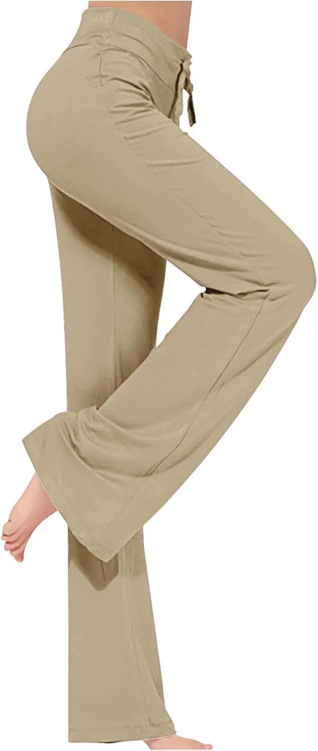 Women's Loose High Waist Wide Leg Yoga Pants Workout Leggings Casual Modal Long Trousers Gym Pants
