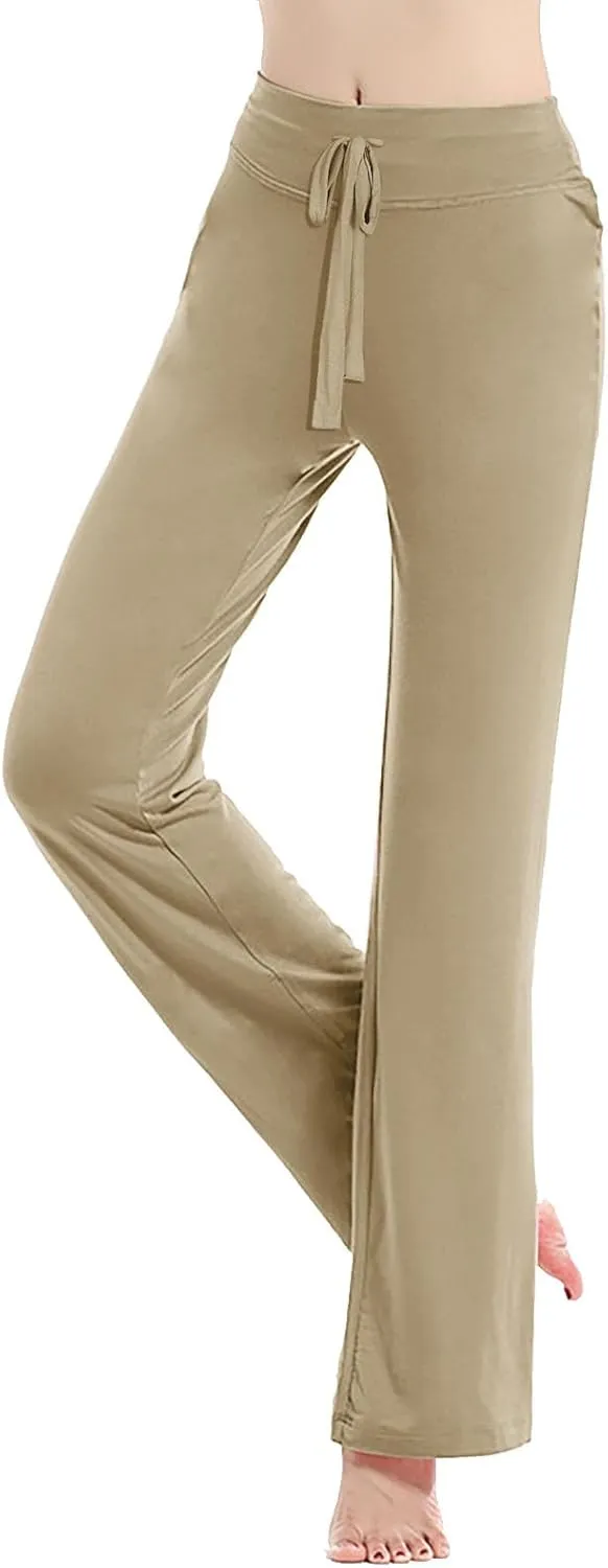 Women's Loose High Waist Wide Leg Yoga Pants Workout Leggings Casual Modal Long Trousers Gym Pants