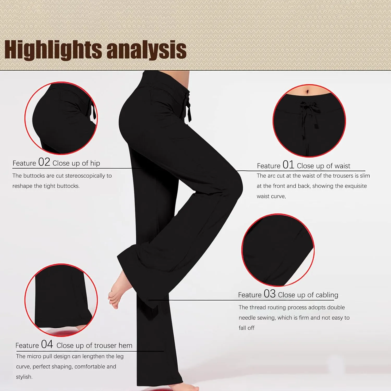 Women's Loose High Waist Wide Leg Yoga Pants Workout Leggings Casual Modal Long Trousers Gym Pants
