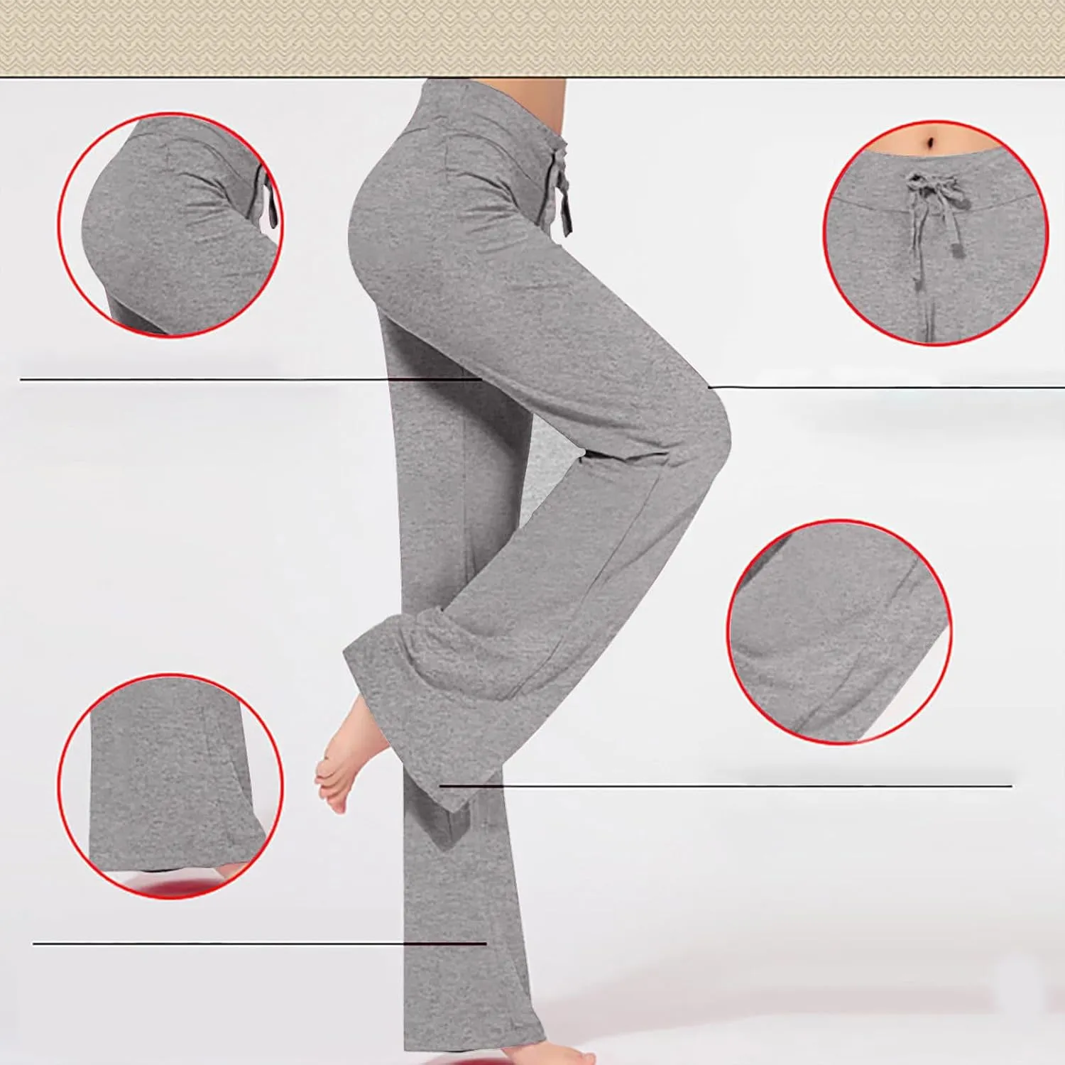 Women's Loose High Waist Wide Leg Yoga Pants Workout Leggings Casual Modal Long Trousers Gym Pants