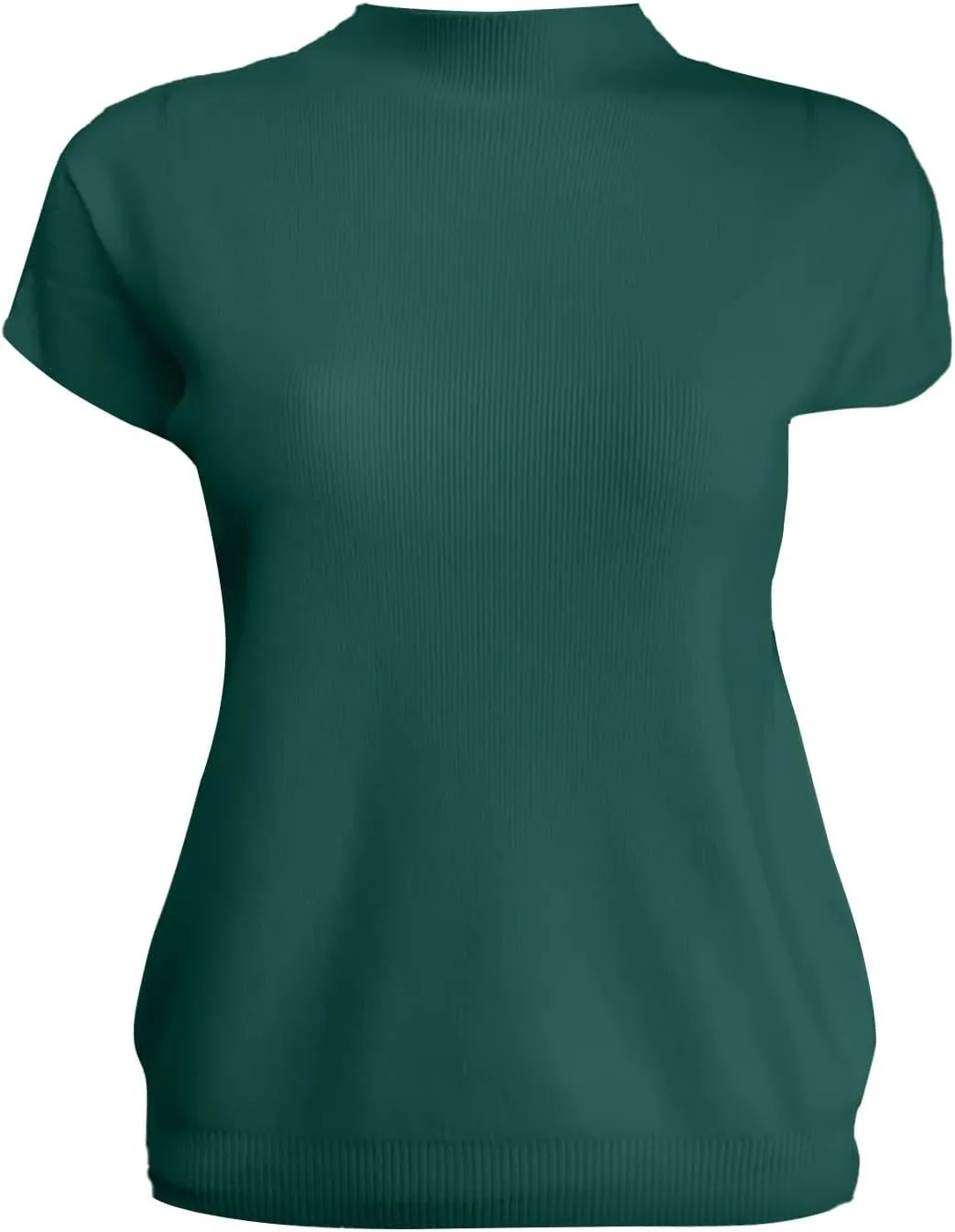 Women's Mock Turtleneck Tops Ice Silk Short Sleeve Slim Fit Summer Casual Shirts Lightweight Basic Tees Dressy Shirt for Work