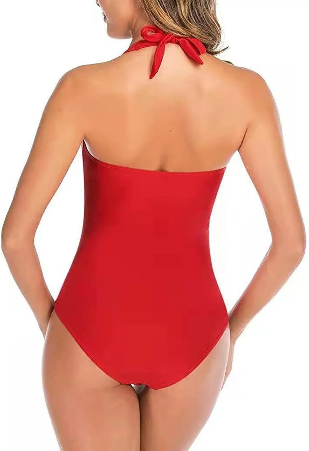 Women's One Piece Swimsuit Tummy Control Ruched Bathing Suits Slimming Halter Swimwear Push Up High Cut Swim Suit