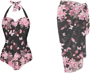 Womens One-Piece Swimsuits with Cover Up Wrap Skirt Tummy Control Swimwear Plus Size Bathing Suit 2X Monokini