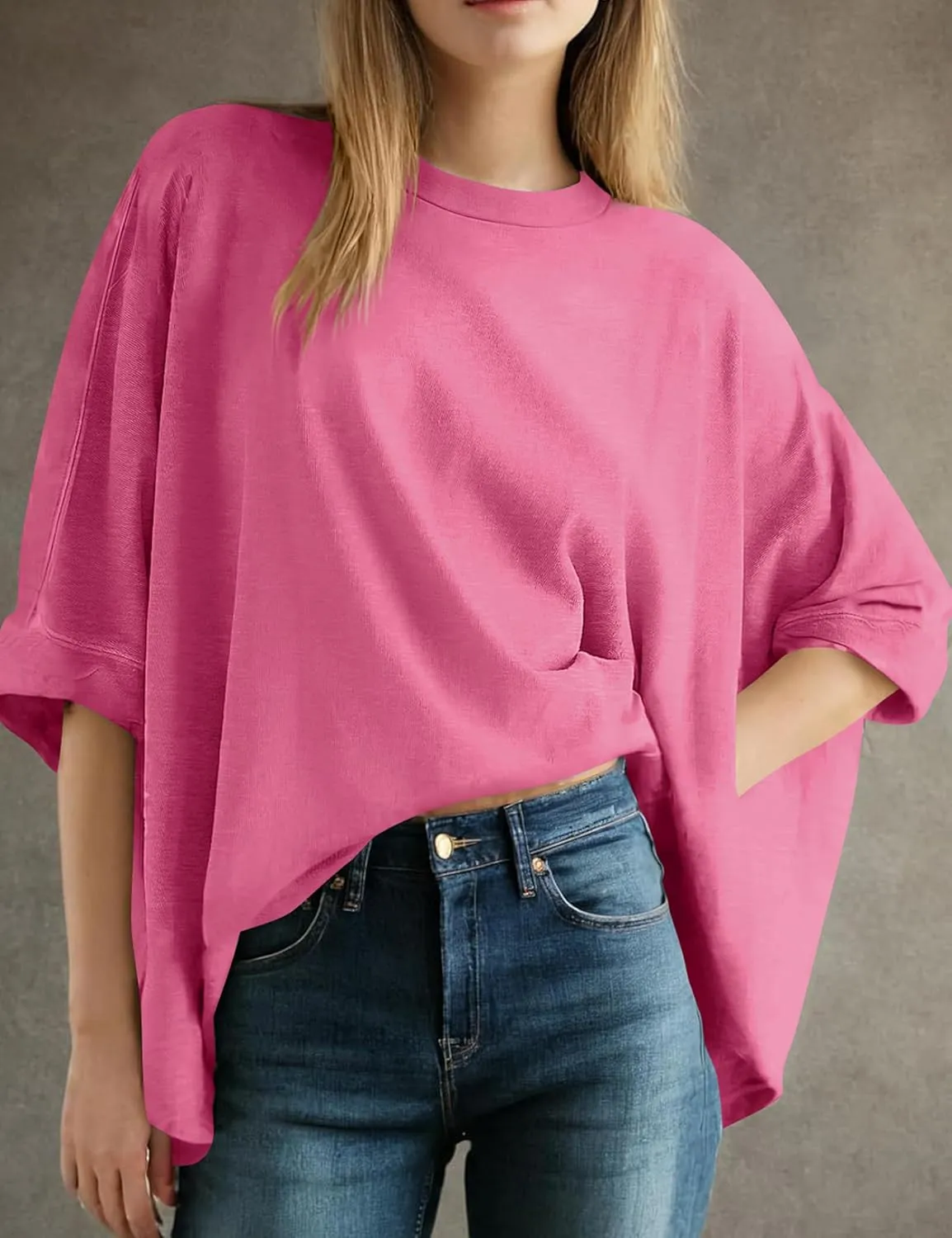Womens Oversized Cotton Crop Tops Casual Basic Gym Workout Running T-Shirts