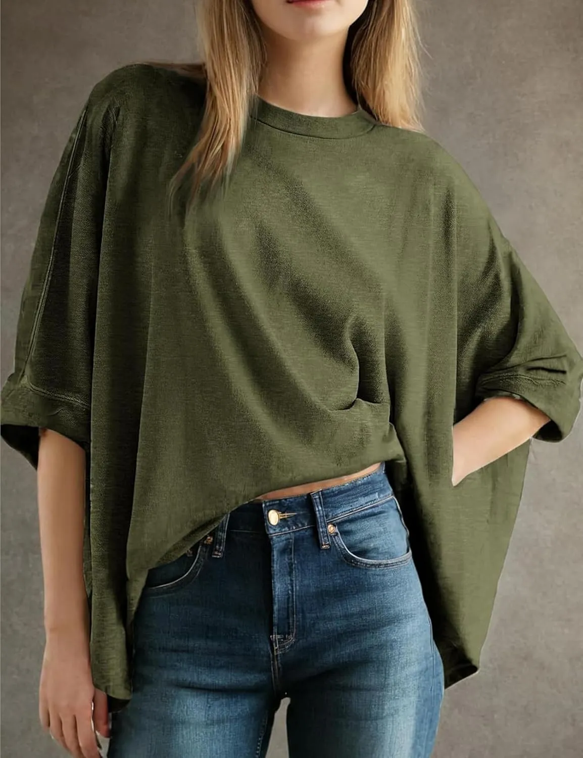 Womens Oversized Cotton Crop Tops Casual Basic Gym Workout Running T-Shirts