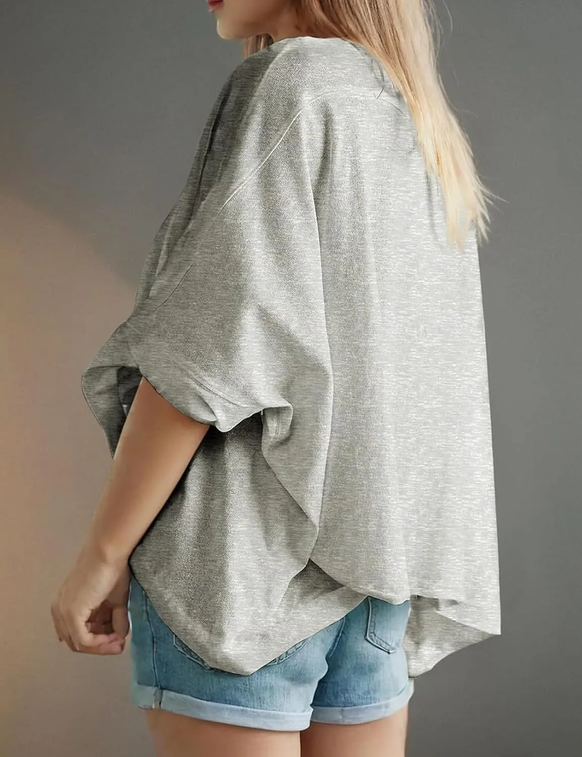 Womens Oversized Cotton Crop Tops Casual Basic Gym Workout Running T-Shirts